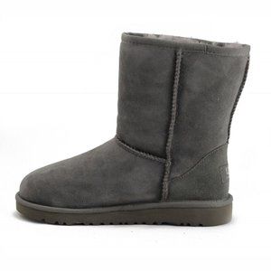 NEW UGG Kid Toddler Classic Grey Short Sheepskin Fur Lined Mid Calf Winter Boot